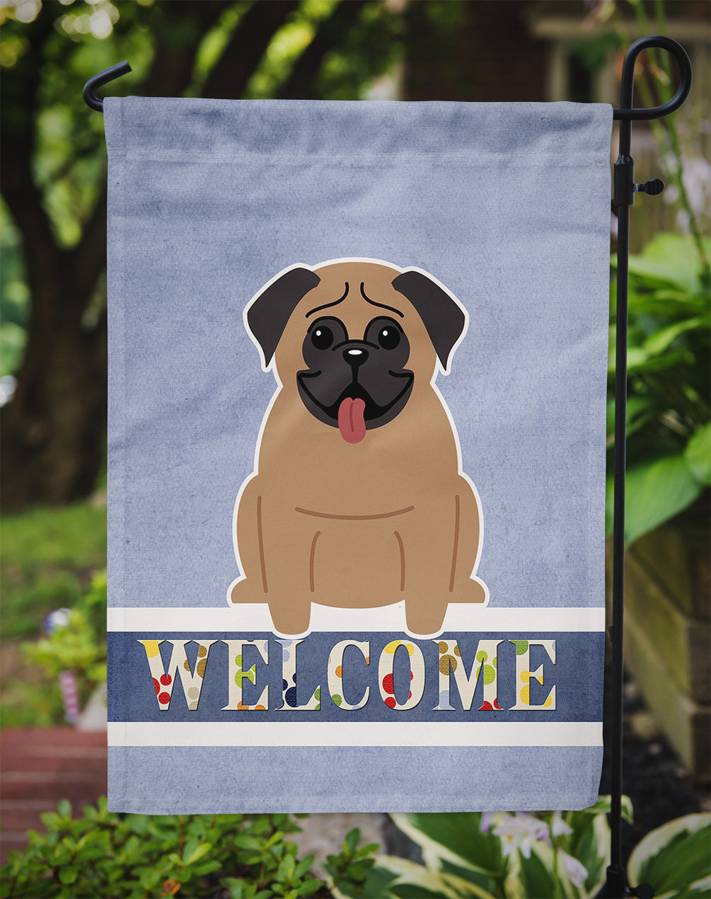 Pug Brown Welcome Garden Flag Mailbox Decorative Yard Banner Outside Patio Artwork for Flower Beds, Garden Size, Multicolor