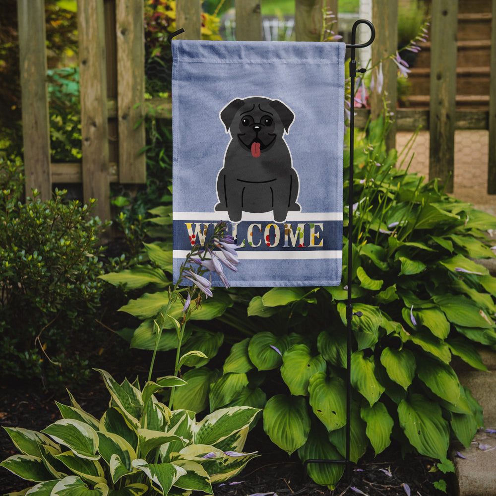 Pug Black Welcome Garden Flag Mailbox Decorative Yard Banner Outside Patio Artwork for Flower Beds, Garden Size, Multicolor