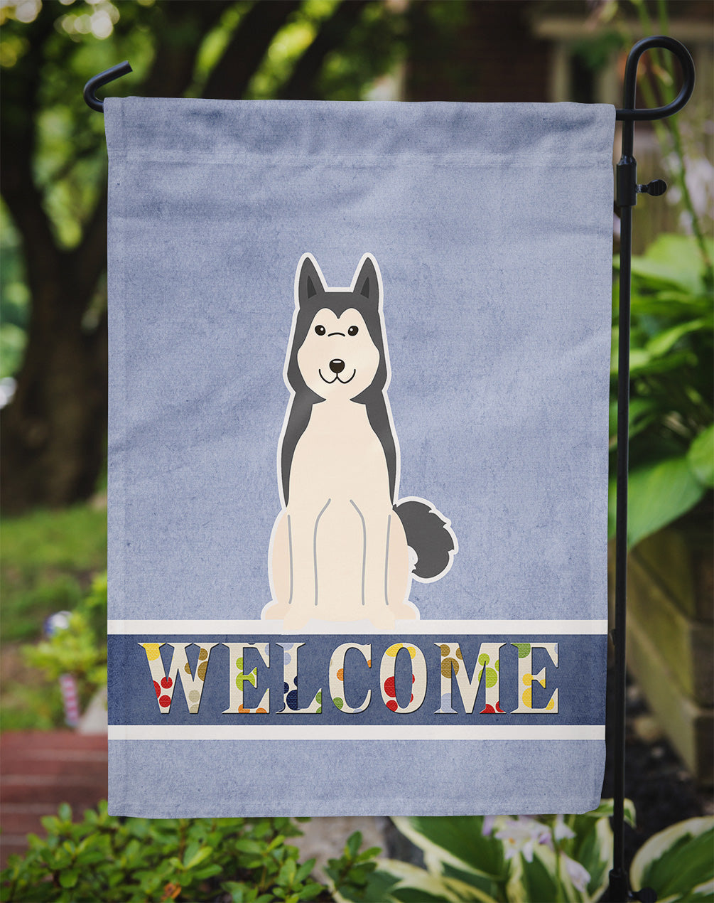 West Siberian Laika Spitz Welcome Garden Flag Mailbox Decorative Yard Banner Outside Patio Artwork for Flower Beds, Garden Size, Multicolor