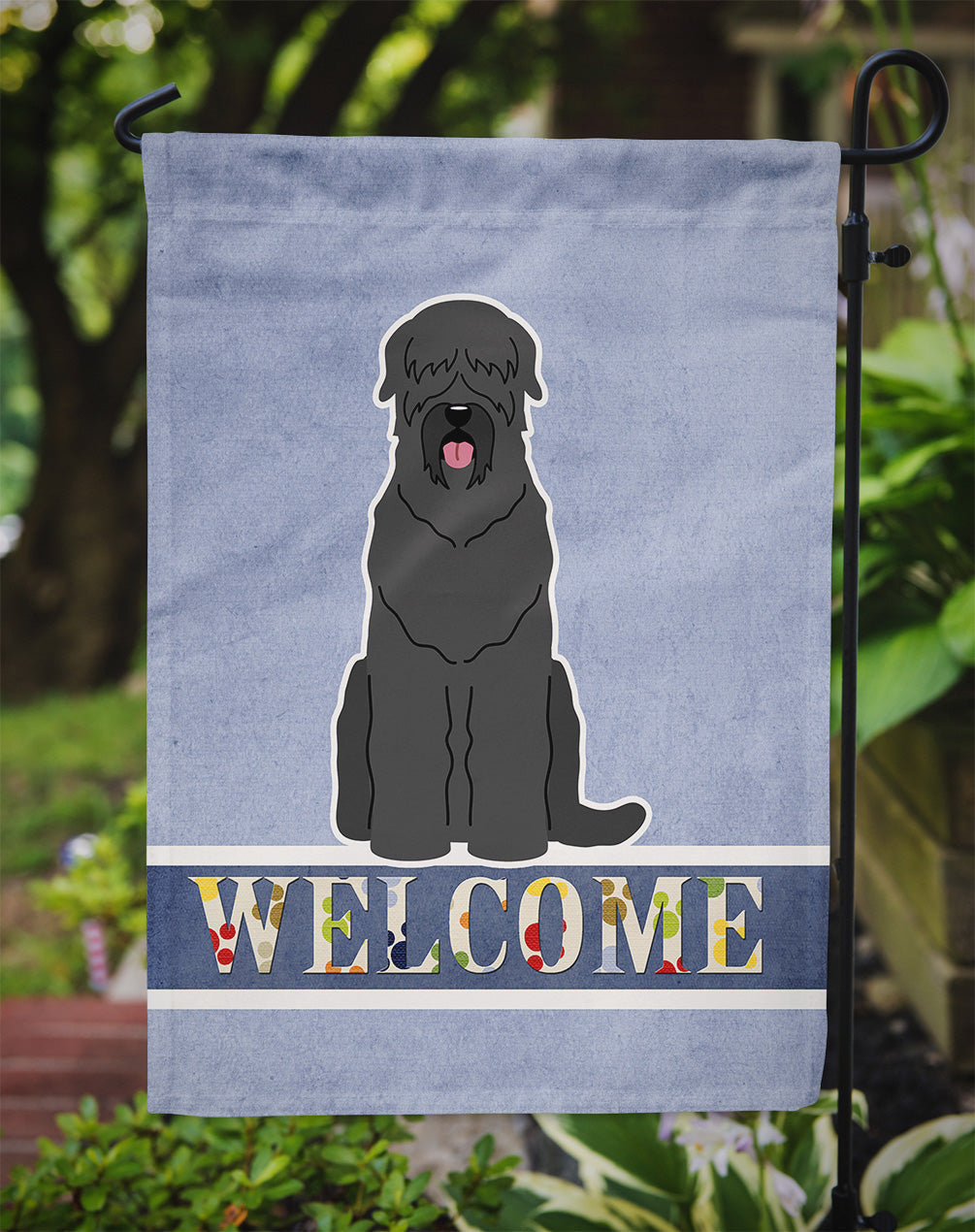 Black Russian Terrier Welcome Garden Flag Mailbox Decorative Yard Banner Outside Patio Artwork for Flower Beds, Garden Size, Multicolor