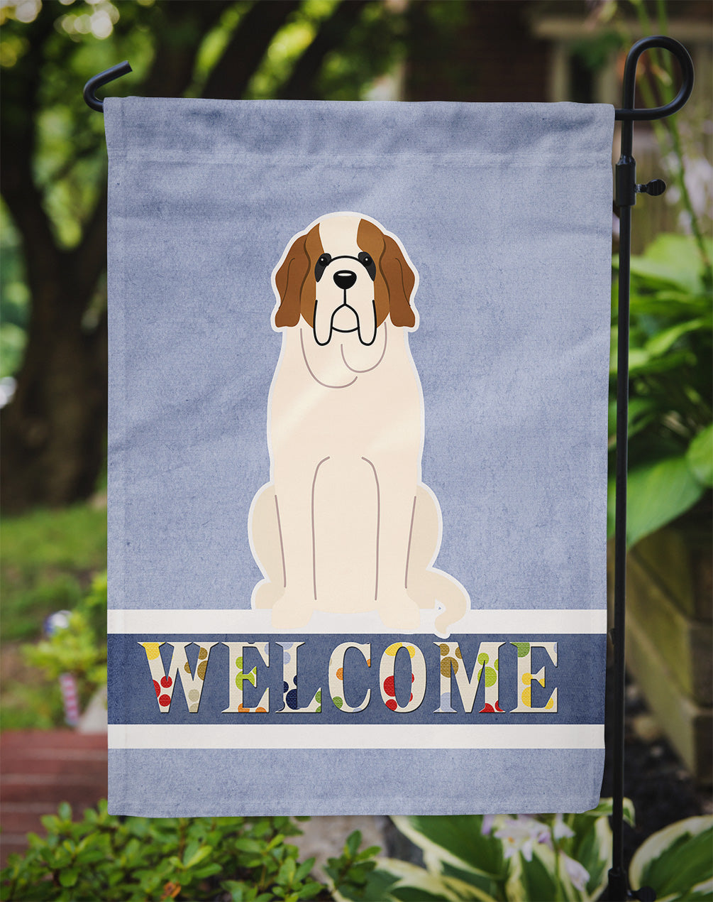 Saint Bernard Welcome Garden Flag Mailbox Decorative Yard Banner Outside Patio Artwork for Flower Beds, Garden Size, Multicolor