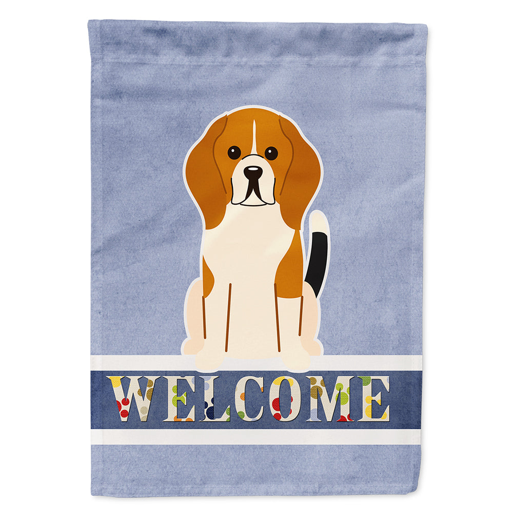 Beagle Tricolor Welcome House Flag 28x40 Porch Sleeve Pole Decorative Outside Yard Banner Artwork Wall Hanging, Polyester