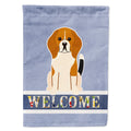 Beagle Tricolor Welcome House Flag 28x40 Porch Sleeve Pole Decorative Outside Yard Banner Artwork Wall Hanging, Polyester