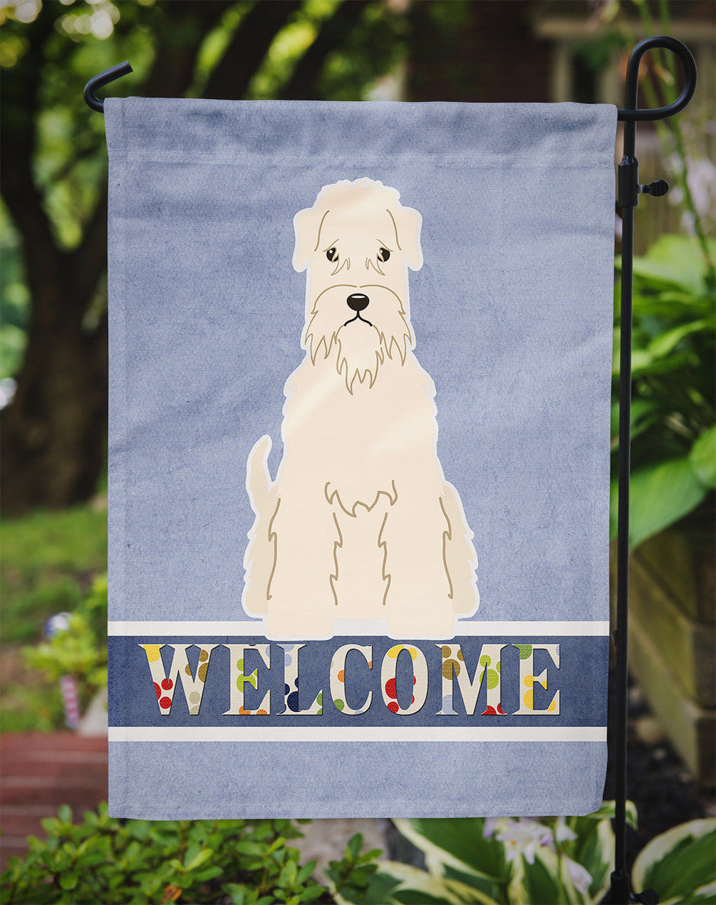 Soft Coated Wheaten Terrier Welcome Garden Flag Mailbox Decorative Yard Banner Outside Patio Artwork for Flower Beds, Garden Size, Multicolor