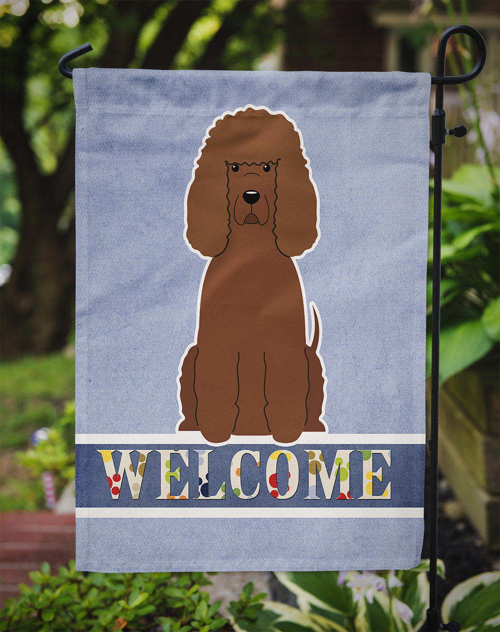 Irish Water Spaniel Welcome Garden Flag Mailbox Decorative Yard Banner Outside Patio Artwork for Flower Beds, Garden Size, Multicolor