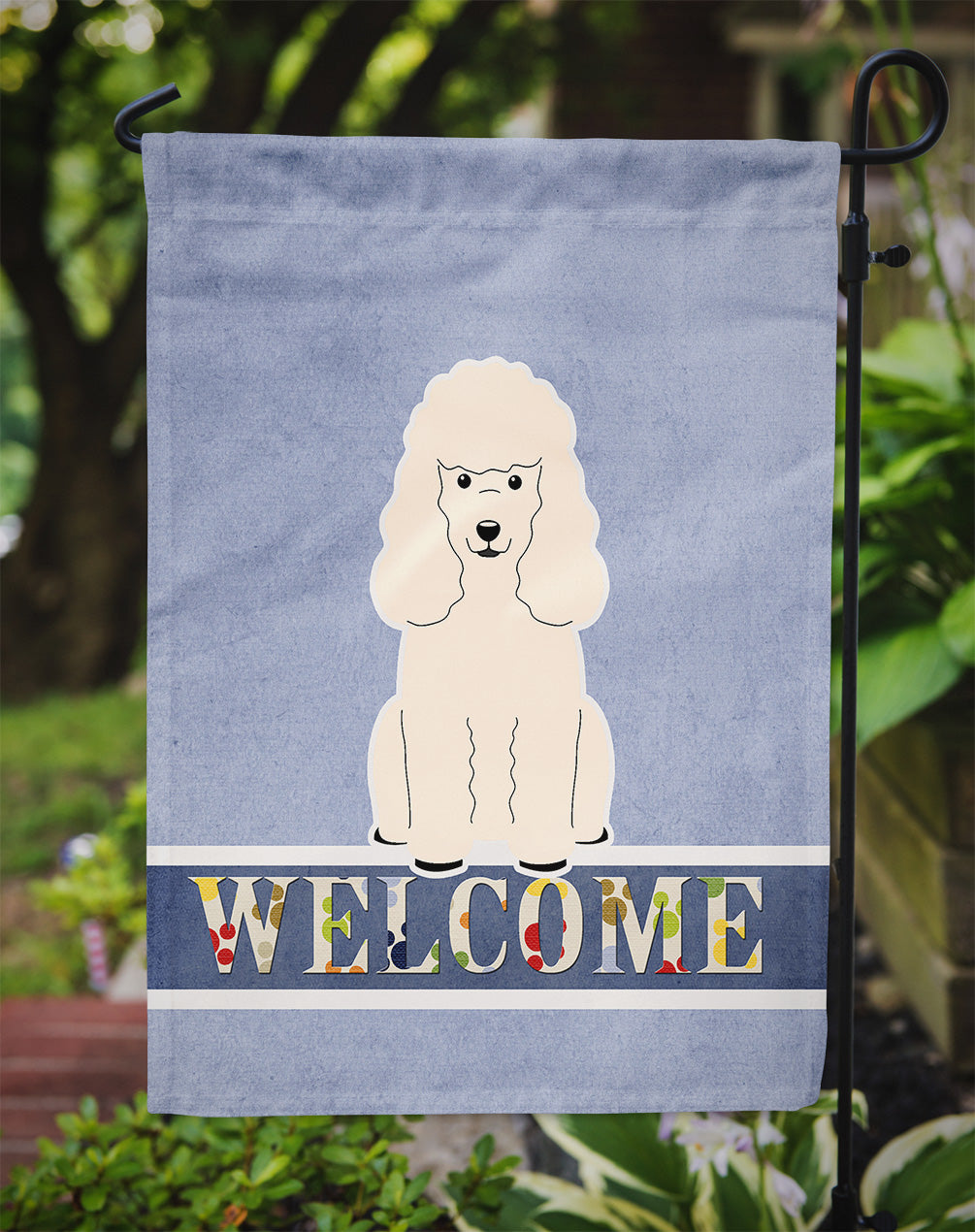 Poodle White Welcome Garden Flag Mailbox Decorative Yard Banner Outside Patio Artwork for Flower Beds, Garden Size, Multicolor