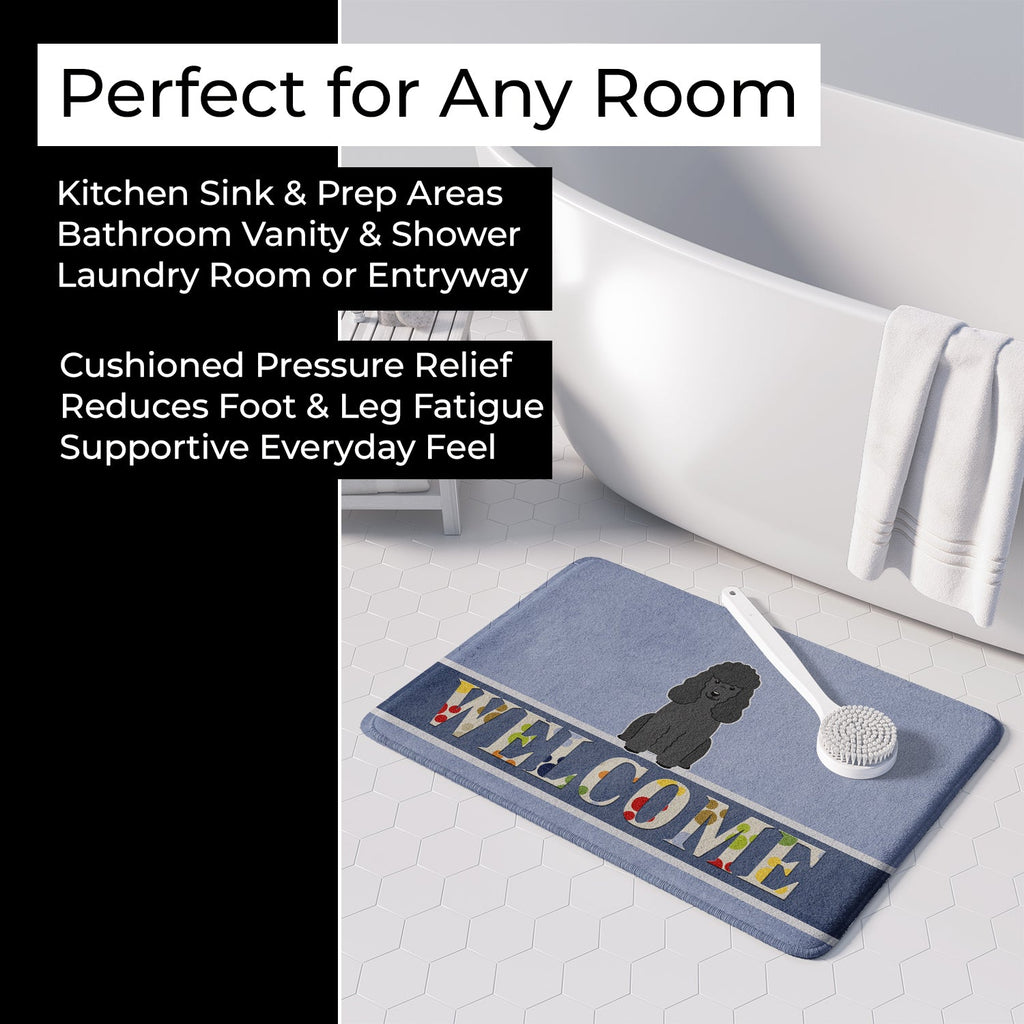 Poodle Black Welcome Memory Foam Kitchen Mat Machine Washable Anti-Fatigue Cushion Comfort Bath or Kitchen Rug