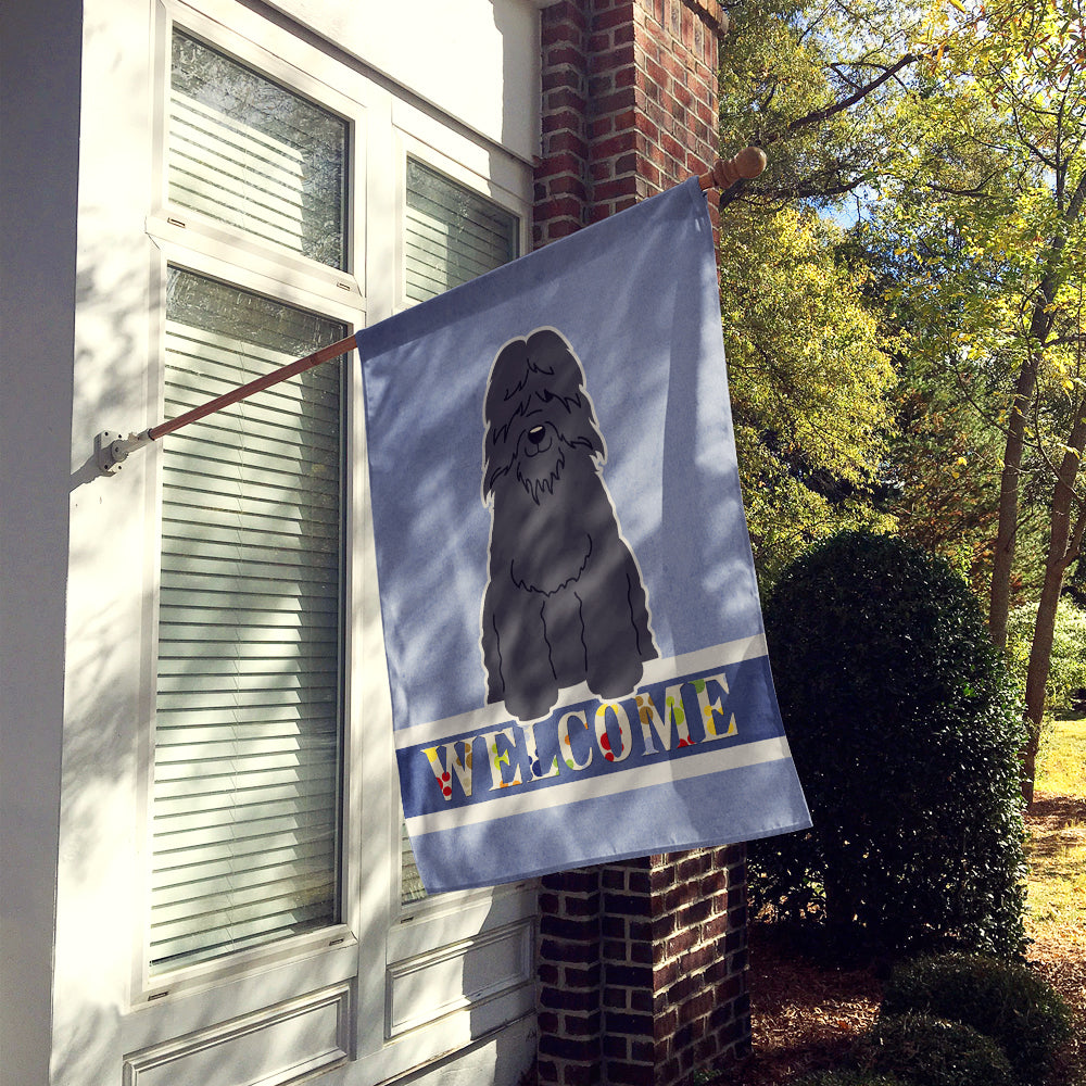 Bouvier des Flandres Welcome House Flag 28x40 Porch Sleeve Pole Decorative Outside Yard Banner Artwork Wall Hanging, Polyester