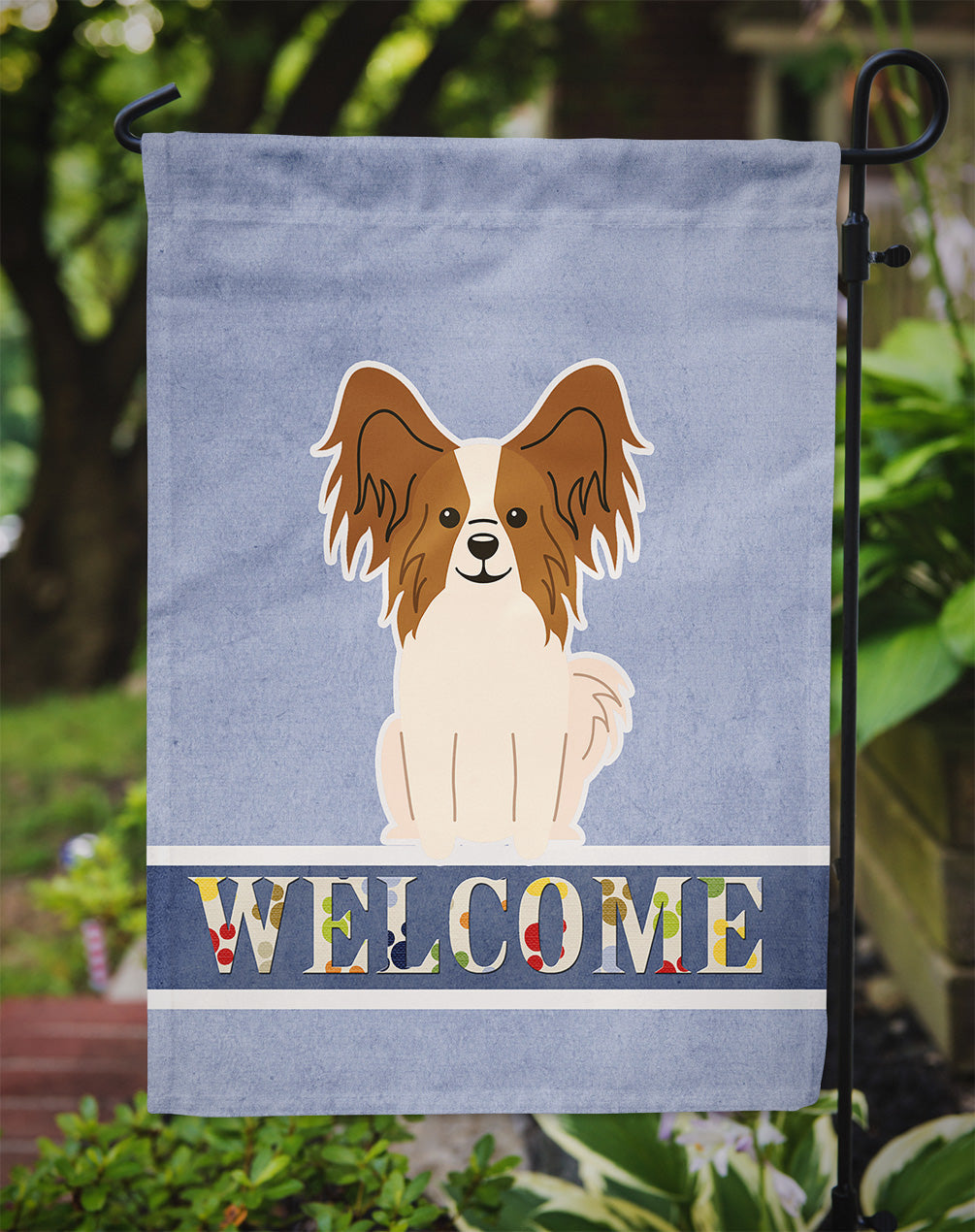 Papillon Red White Welcome Garden Flag Mailbox Decorative Yard Banner Outside Patio Artwork for Flower Beds, Garden Size, Multicolor