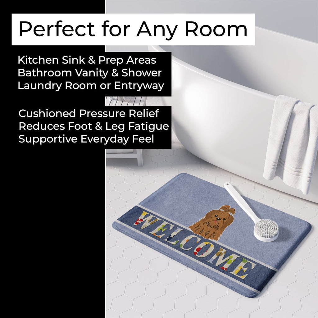 Shih Tzu Silver Chocolate Welcome Memory Foam Kitchen Mat Machine Washable Anti-Fatigue Cushion Comfort Bath or Kitchen Rug