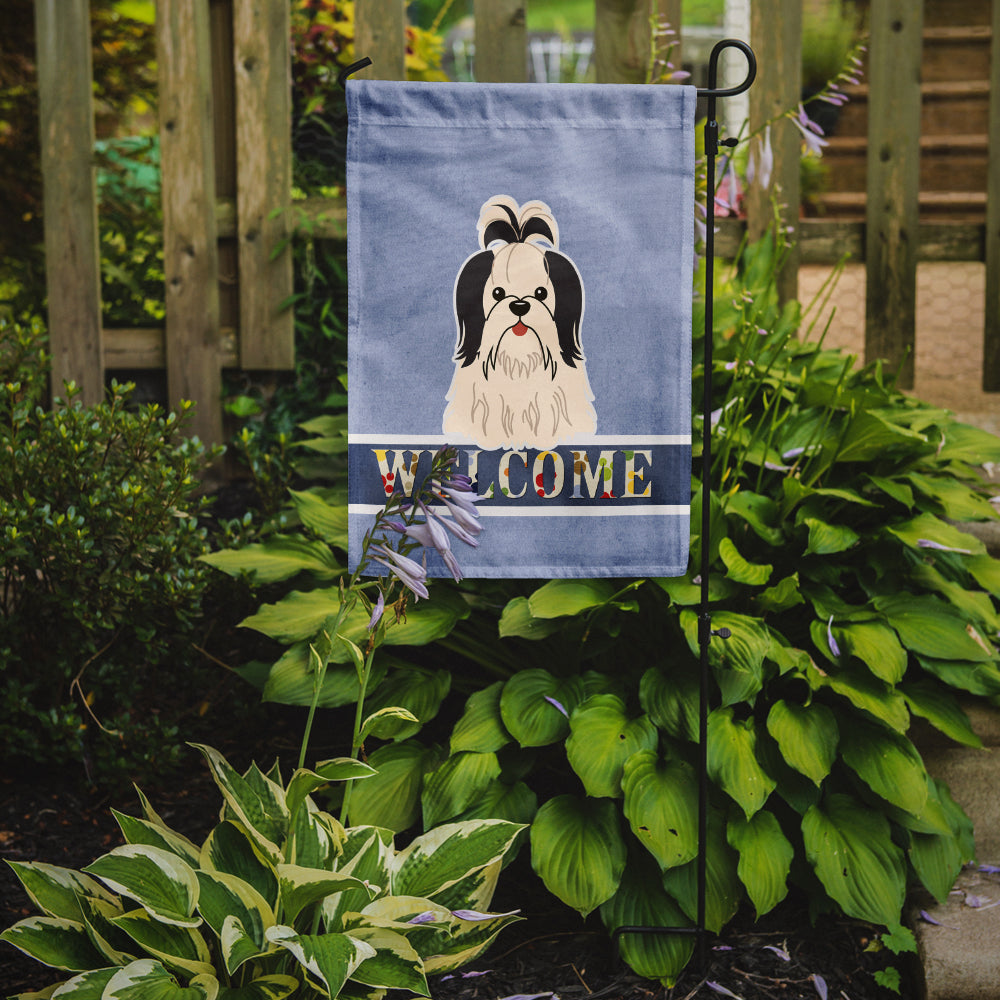 Shih Tzu Black White Welcome Garden Flag Mailbox Decorative Yard Banner Outside Patio Artwork for Flower Beds, Garden Size, Multicolor