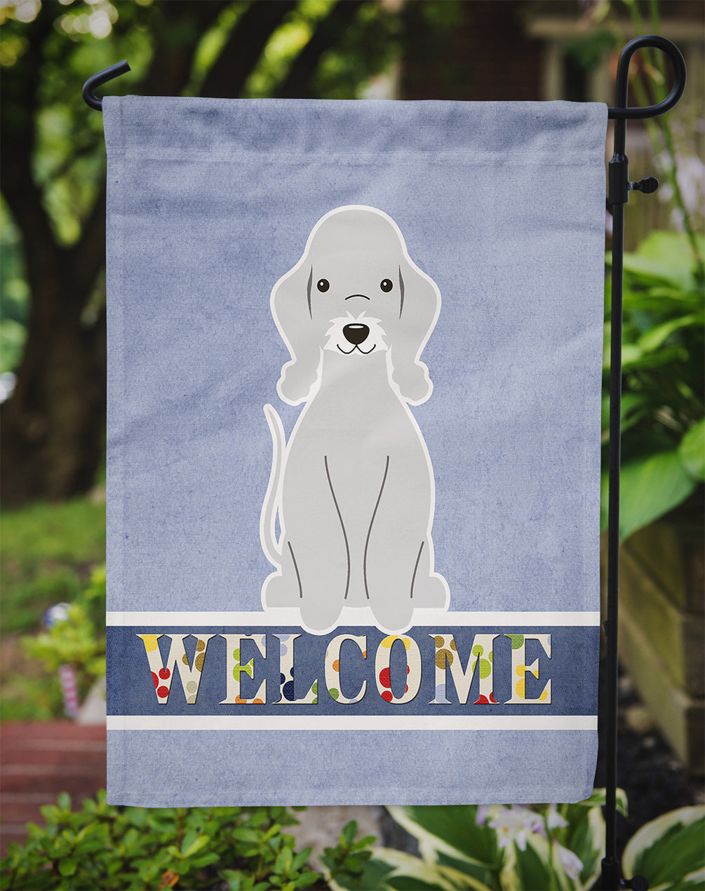 Bedlington Terrier Blue Welcome Garden Flag Mailbox Decorative Yard Banner Outside Patio Artwork for Flower Beds, Garden Size, Multicolor