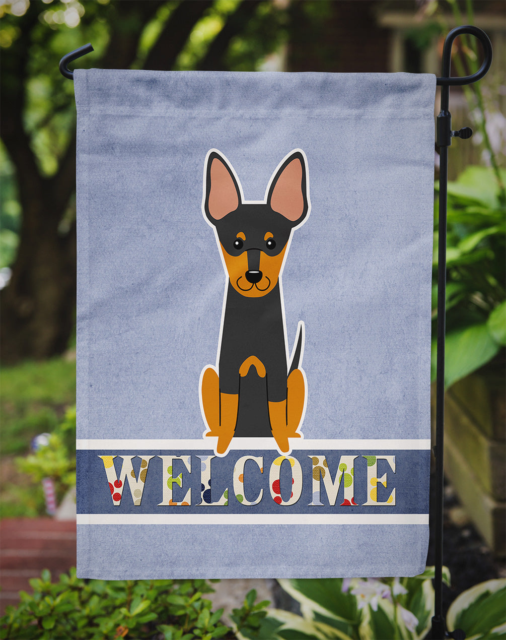 English Toy Terrier Welcome Garden Flag Mailbox Decorative Yard Banner Outside Patio Artwork for Flower Beds, Garden Size, Multicolor