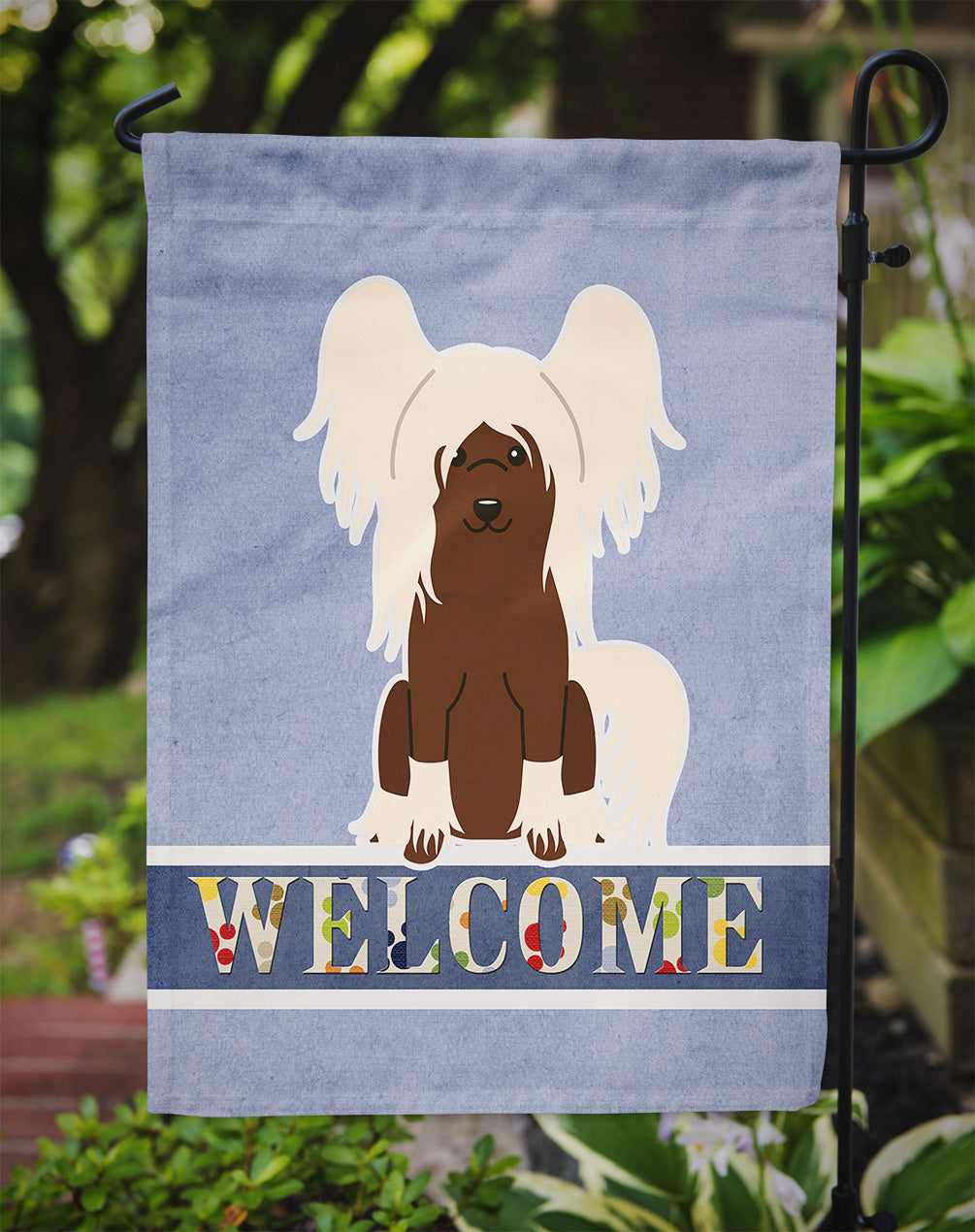 Chinese Crested Cream Welcome Garden Flag Mailbox Decorative Yard Banner Outside Patio Artwork for Flower Beds, Garden Size, Multicolor
