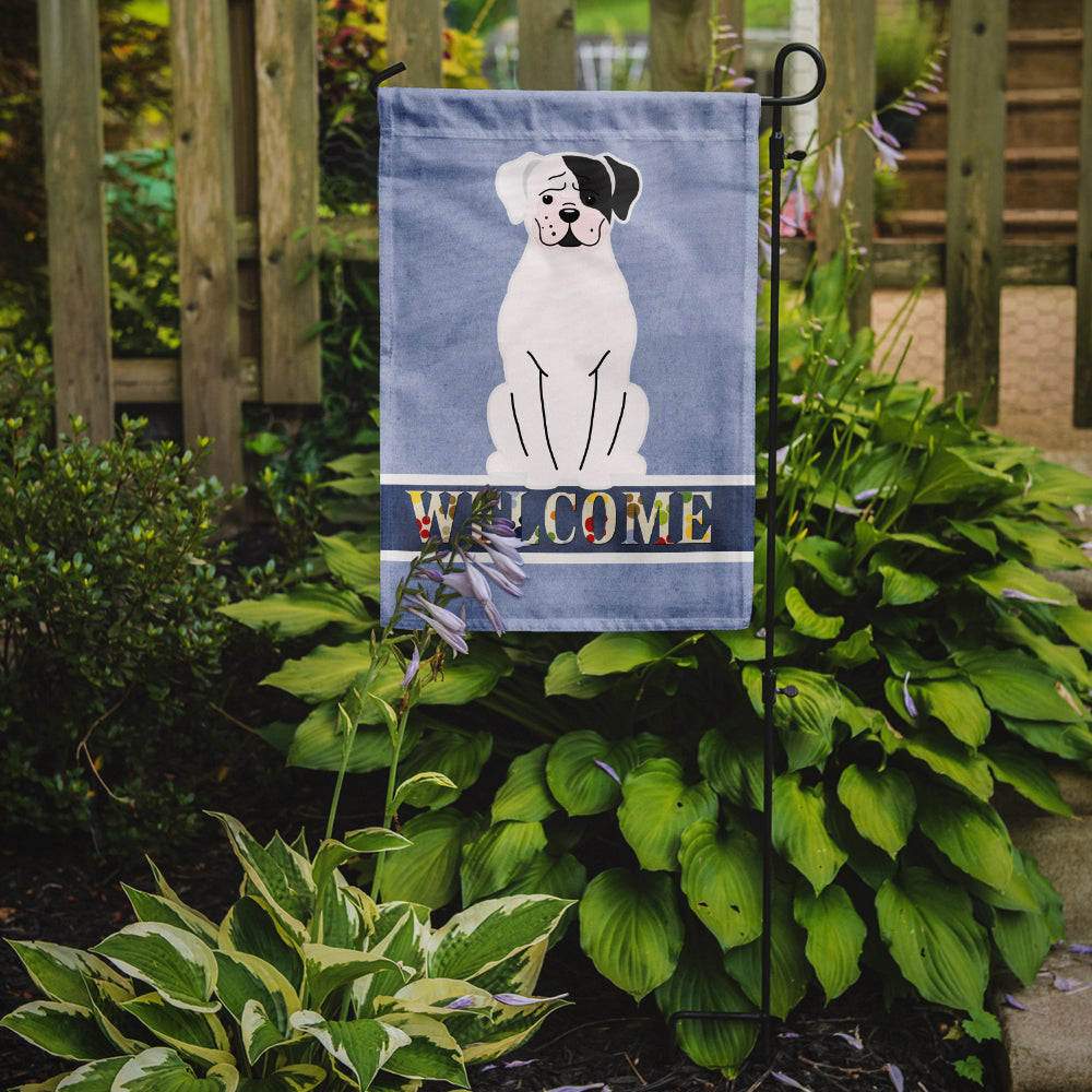 White Boxer Cooper Welcome Garden Flag Mailbox Decorative Yard Banner Outside Patio Artwork for Flower Beds, Garden Size, Multicolor