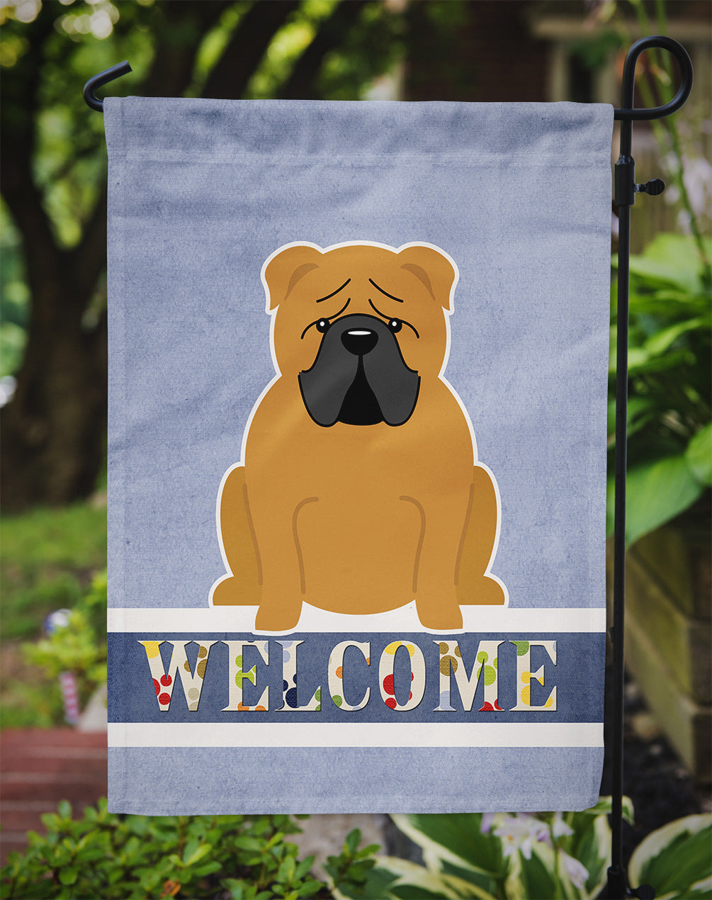 English Bulldog Red Welcome Garden Flag Mailbox Decorative Yard Banner Outside Patio Artwork for Flower Beds, Garden Size, Multicolor