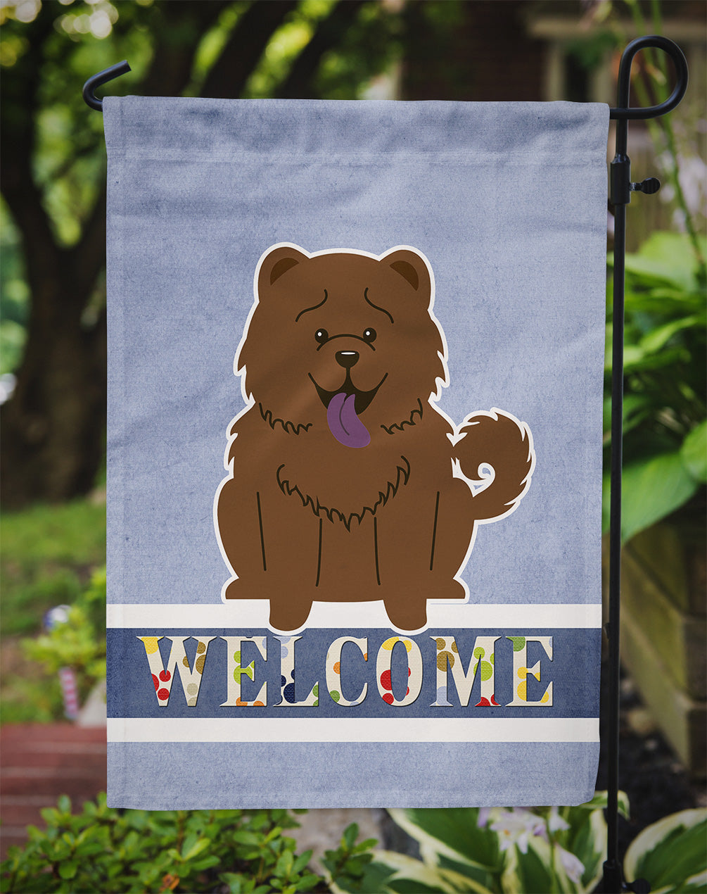Chow Chow Chocolate Welcome Garden Flag Mailbox Decorative Yard Banner Outside Patio Artwork for Flower Beds, Garden Size, Multicolor