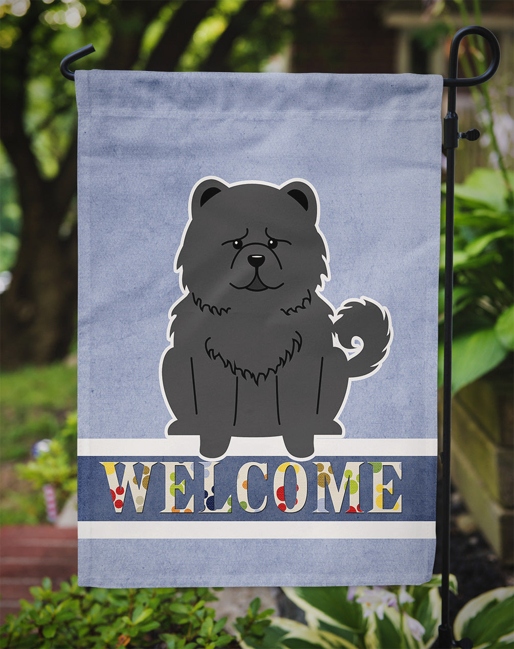 Chow Chow Black Welcome Garden Flag Mailbox Decorative Yard Banner Outside Patio Artwork for Flower Beds, Garden Size, Multicolor