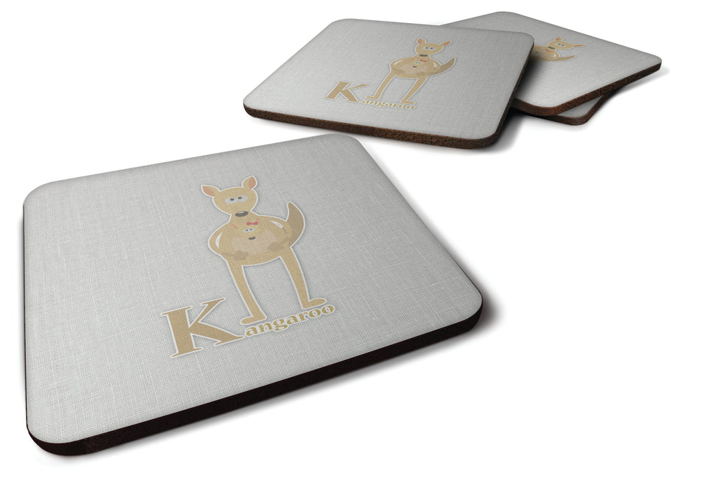 Alphabet K for Kangaroo Foam Coasters Set of 4 Cup Coasters for Indoor Outdoor, Tabletop Protection, Anti Slip, Mouse pad Material
