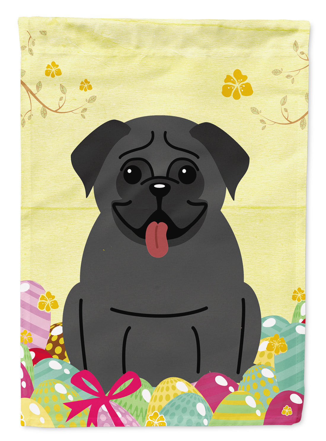 Easter Eggs Pug Black Garden Flag Mailbox Decorative Yard Banner Outside Patio Artwork for Flower Beds, Garden Size, Multicolor