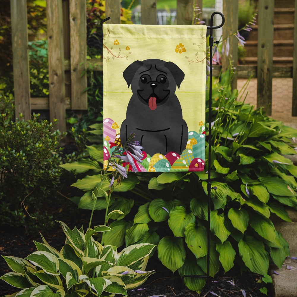 Easter Eggs Pug Black Garden Flag Mailbox Decorative Yard Banner Outside Patio Artwork for Flower Beds, Garden Size, Multicolor