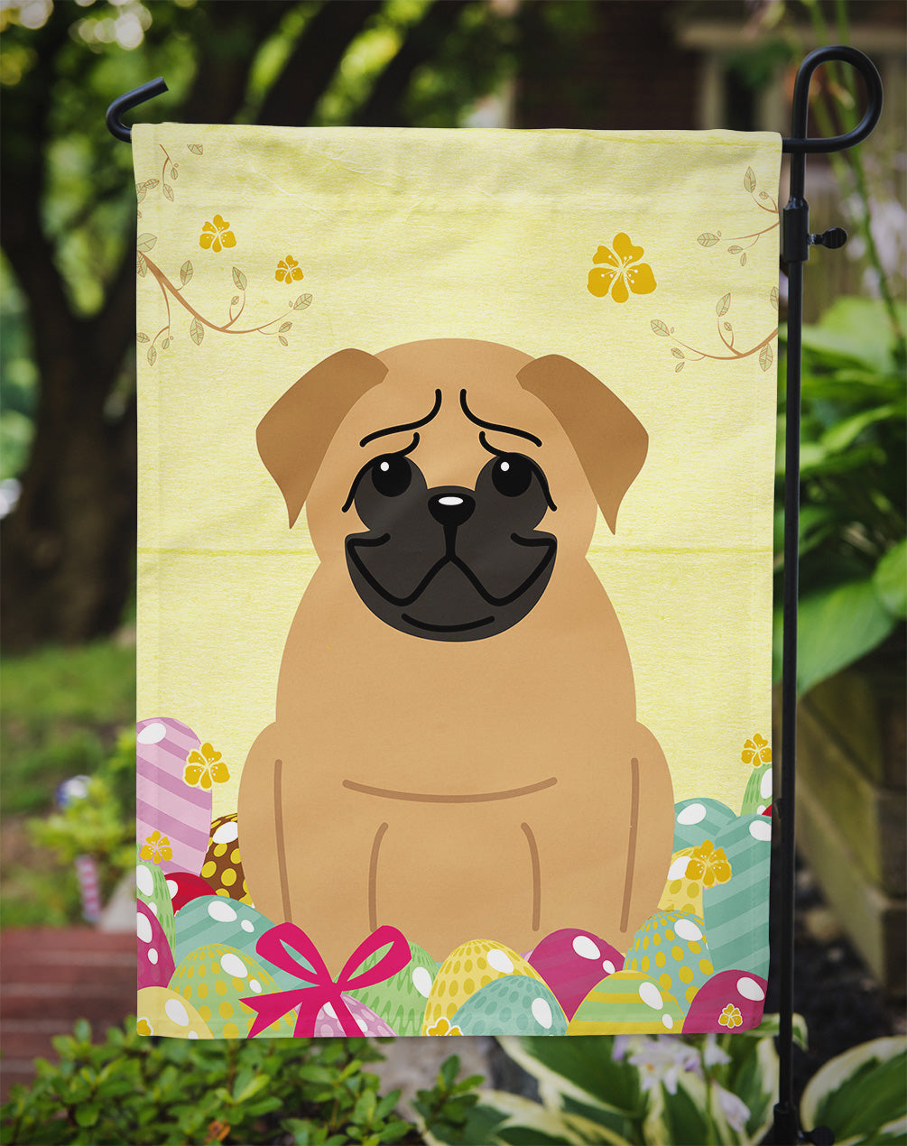 Easter Eggs Pug Brown Garden Flag Mailbox Decorative Yard Banner Outside Patio Artwork for Flower Beds, Garden Size, Multicolor