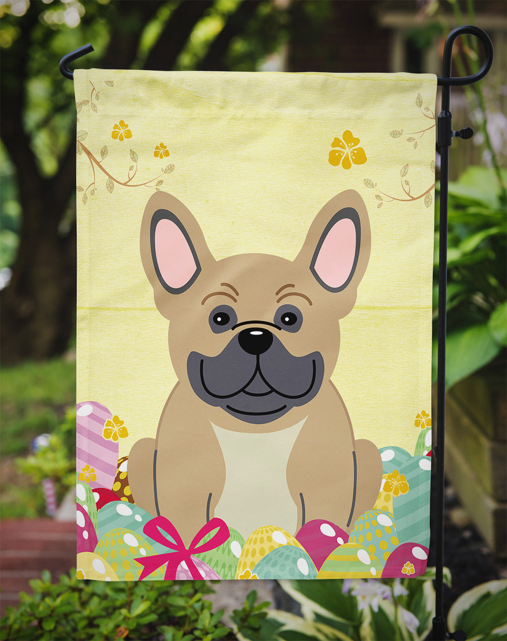 Easter Eggs French Bulldog Cream Garden Flag Mailbox Decorative Yard Banner Outside Patio Artwork for Flower Beds, Garden Size, Multicolor