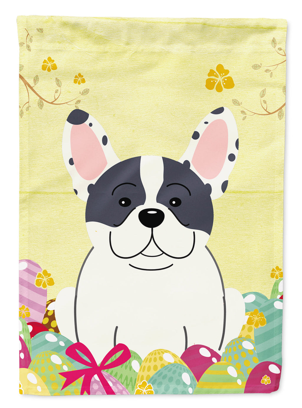 Easter Eggs French Bulldog Piebald Garden Flag Mailbox Decorative Yard Banner Outside Patio Artwork for Flower Beds, Garden Size, Multicolor