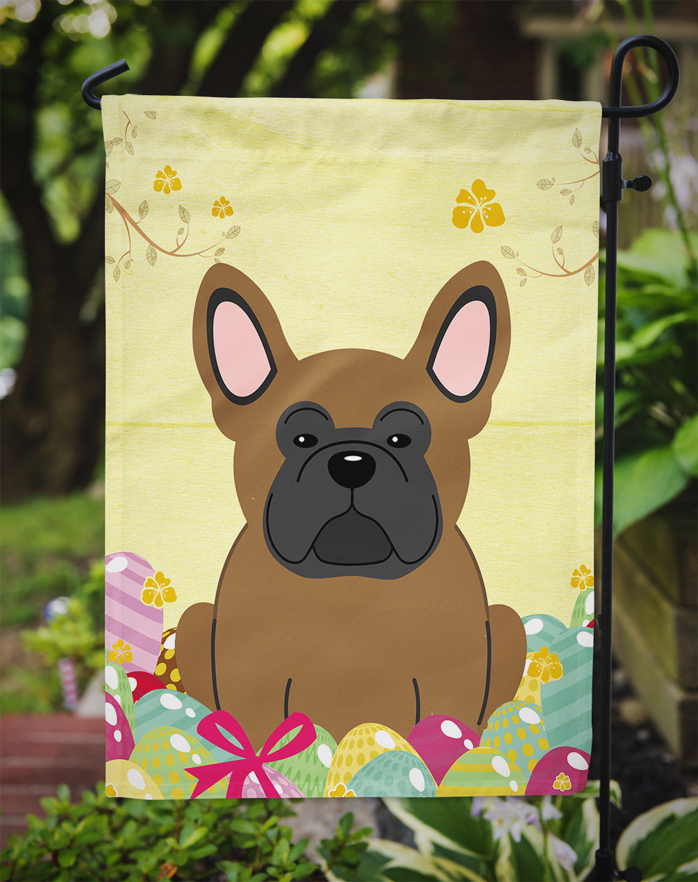 Easter Eggs French Bulldog Brown Garden Flag Mailbox Decorative Yard Banner Outside Patio Artwork for Flower Beds, Garden Size, Multicolor