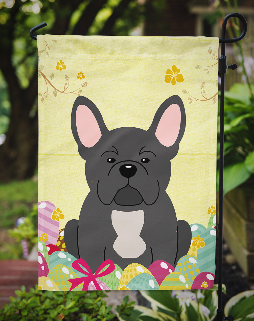 Easter Eggs French Bulldog Black Garden Flag Mailbox Decorative Yard Banner Outside Patio Artwork for Flower Beds, Garden Size, Multicolor