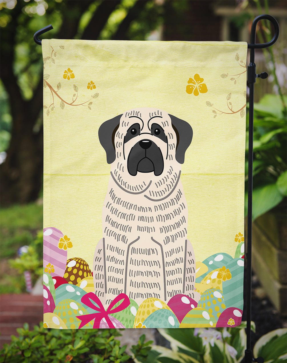 Easter Eggs Mastiff Brindle White Garden Flag Mailbox Decorative Yard Banner Outside Patio Artwork for Flower Beds, Garden Size, Multicolor