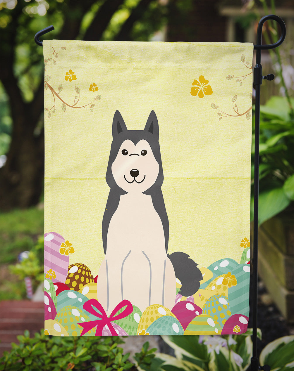 Easter Eggs West Siberian Laika Spitz Garden Flag Mailbox Decorative Yard Banner Outside Patio Artwork for Flower Beds, Garden Size, Multicolor