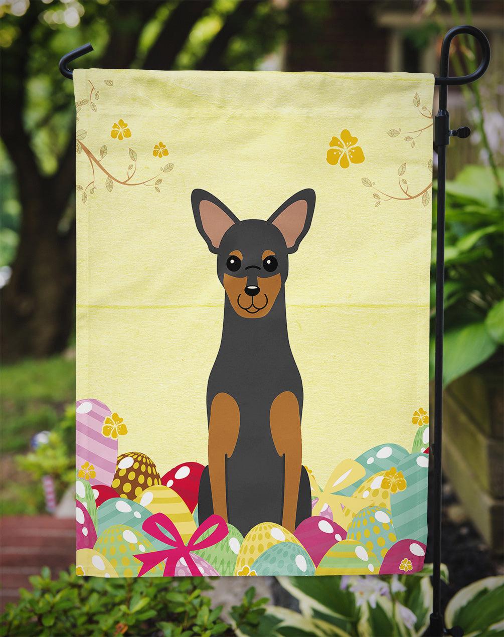 Easter Eggs Manchester Terrier Garden Flag Mailbox Decorative Yard Banner Outside Patio Artwork for Flower Beds, Garden Size, Multicolor