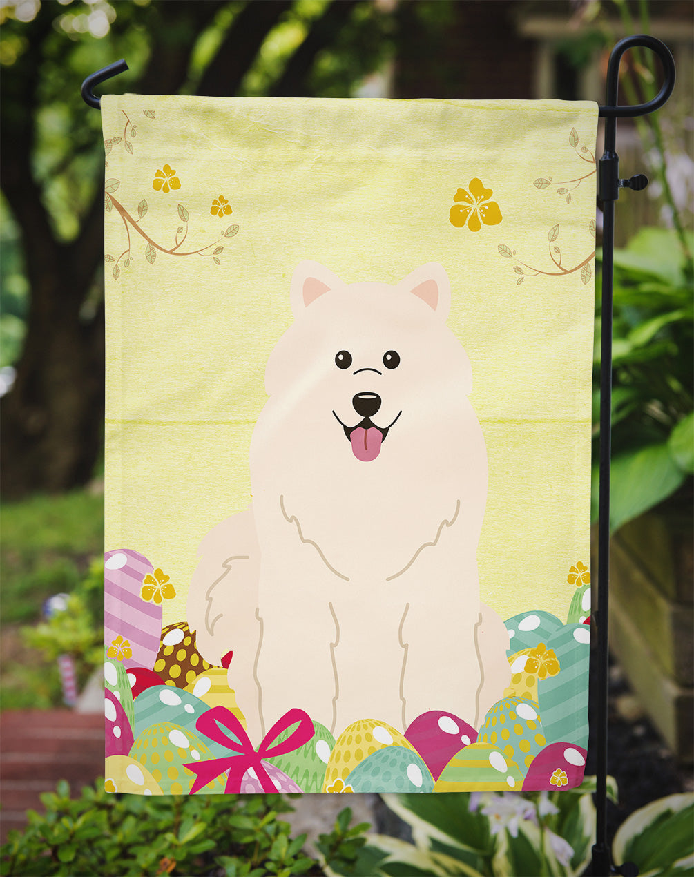 Easter Eggs Samoyed Garden Flag Mailbox Decorative Yard Banner Outside Patio Artwork for Flower Beds, Garden Size, Multicolor