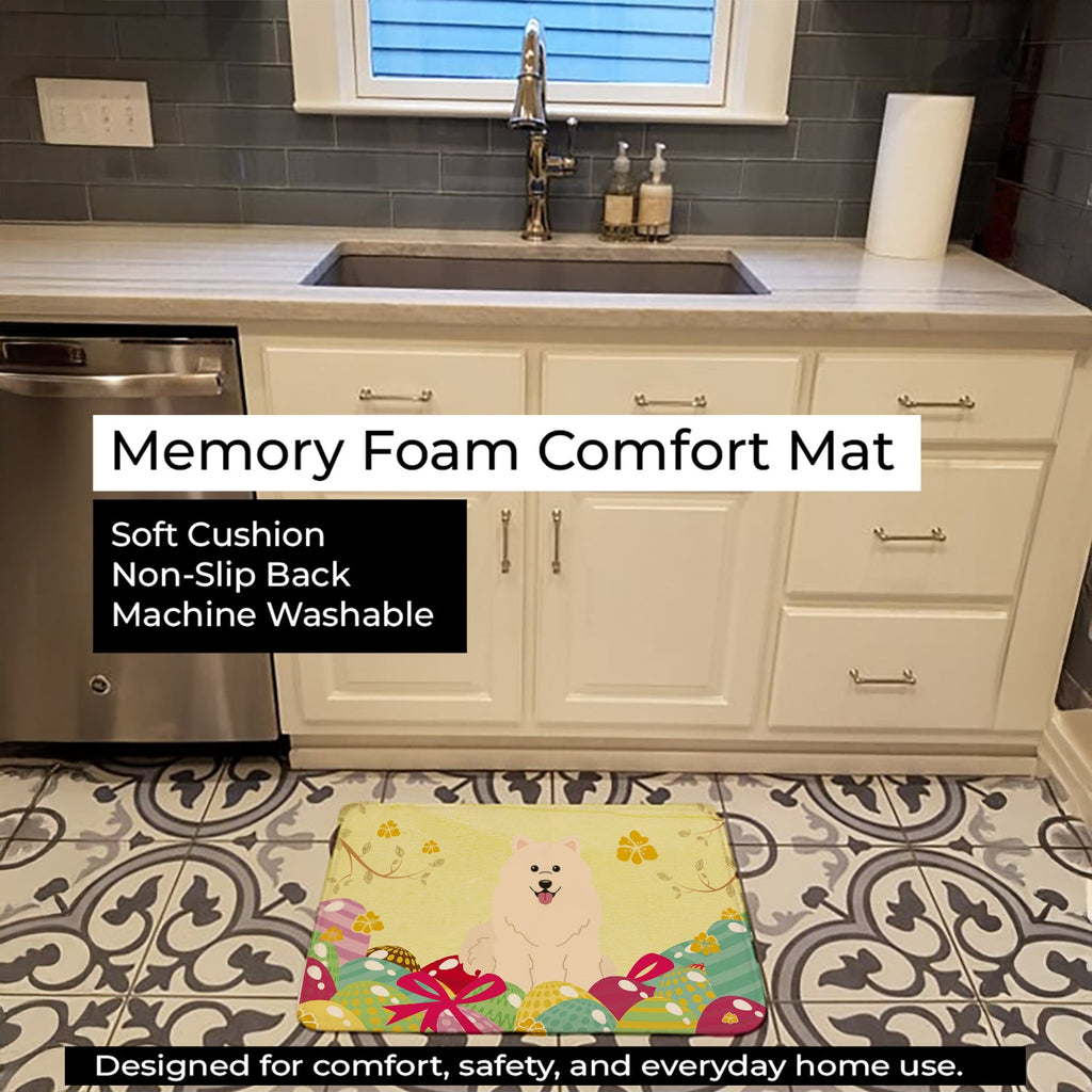 Easter Eggs Samoyed Memory Foam Kitchen Mat Machine Washable Anti-Fatigue Cushion Comfort Bath or Kitchen Rug