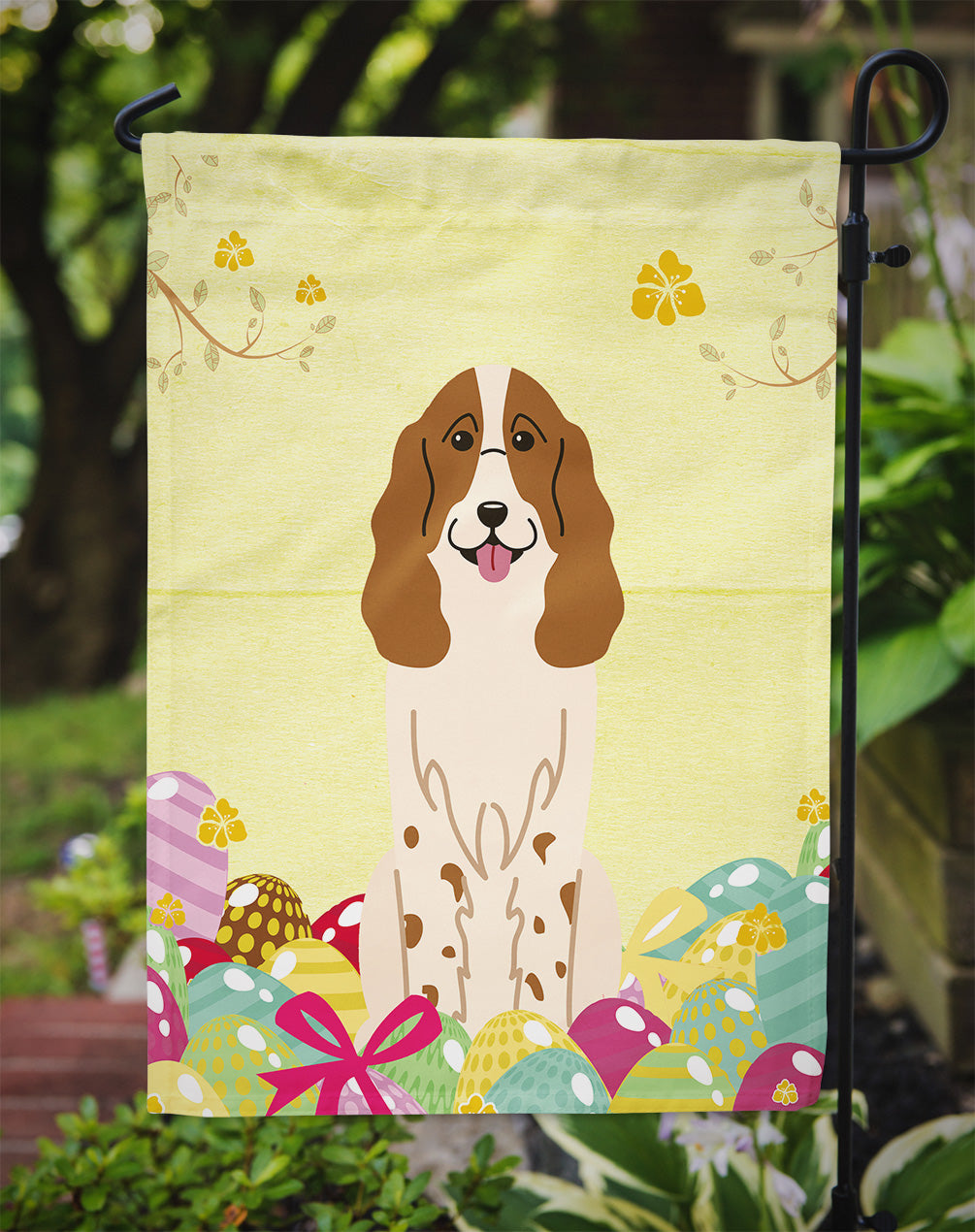 Easter Eggs Russian Spaniel Garden Flag Mailbox Decorative Yard Banner Outside Patio Artwork for Flower Beds, Garden Size, Multicolor
