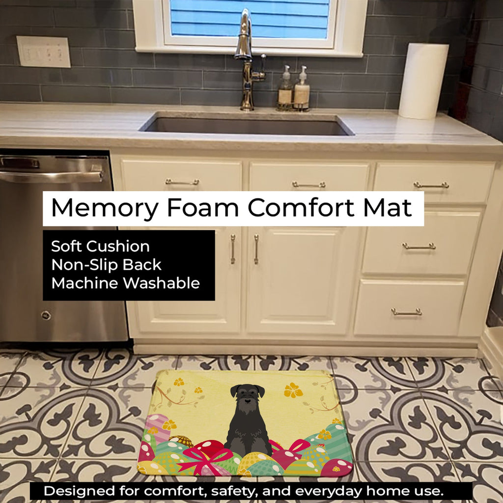 Easter Eggs Standard Schnauzer Black Memory Foam Kitchen Mat Machine Washable Anti-Fatigue Cushion Comfort Bath or Kitchen Rug