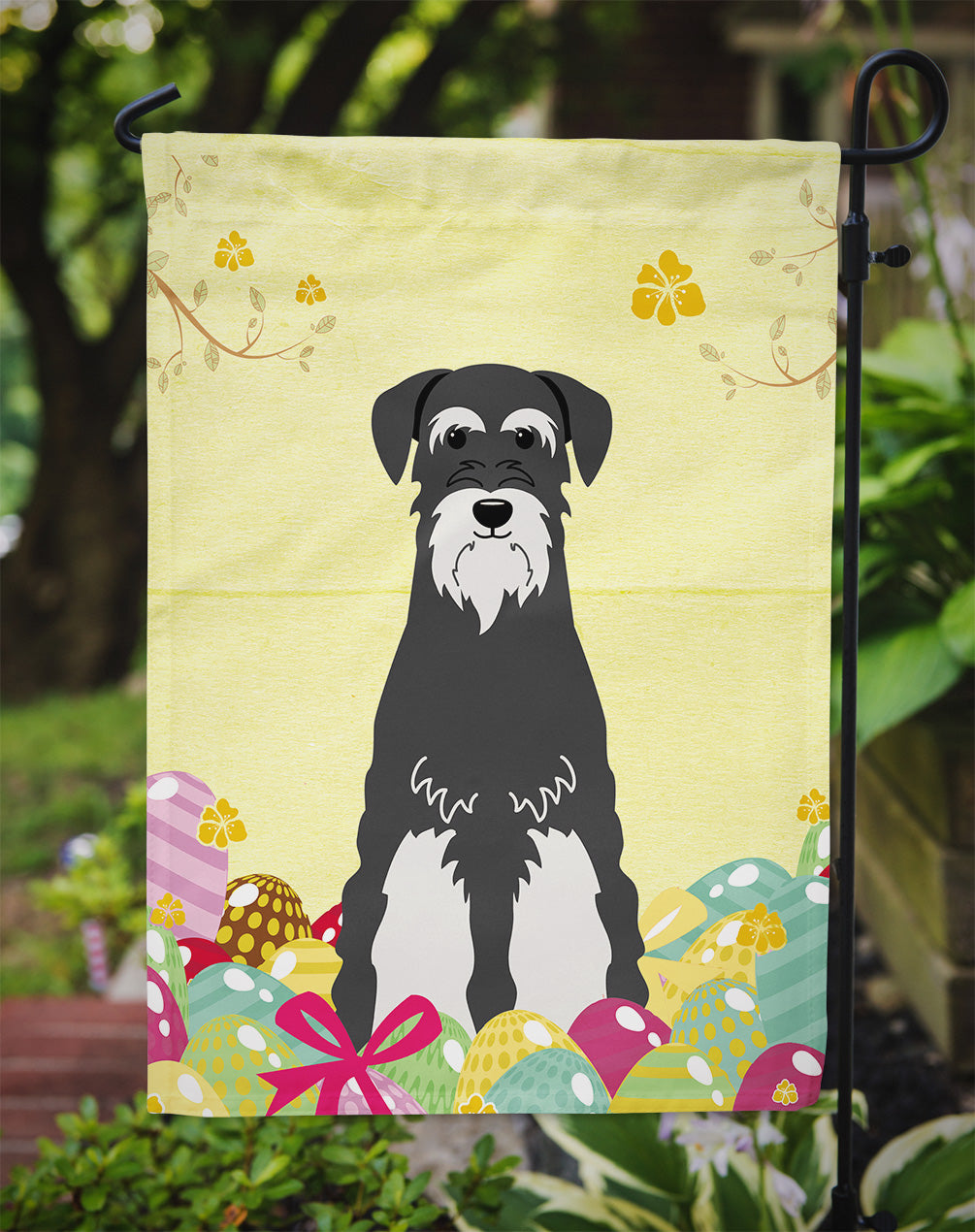 Easter Eggs Standard Schnauzer Salt and Pepper Garden Flag Mailbox Decorative Yard Banner Outside Patio Artwork for Flower Beds, Garden Size, Multicolor