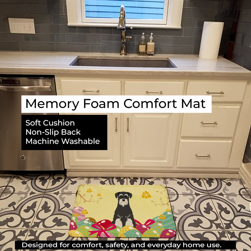 Easter Eggs Standard Schnauzer Salt and Pepper Memory Foam Kitchen Mat Machine Washable Anti-Fatigue Cushion Comfort Bath or Kitchen Rug