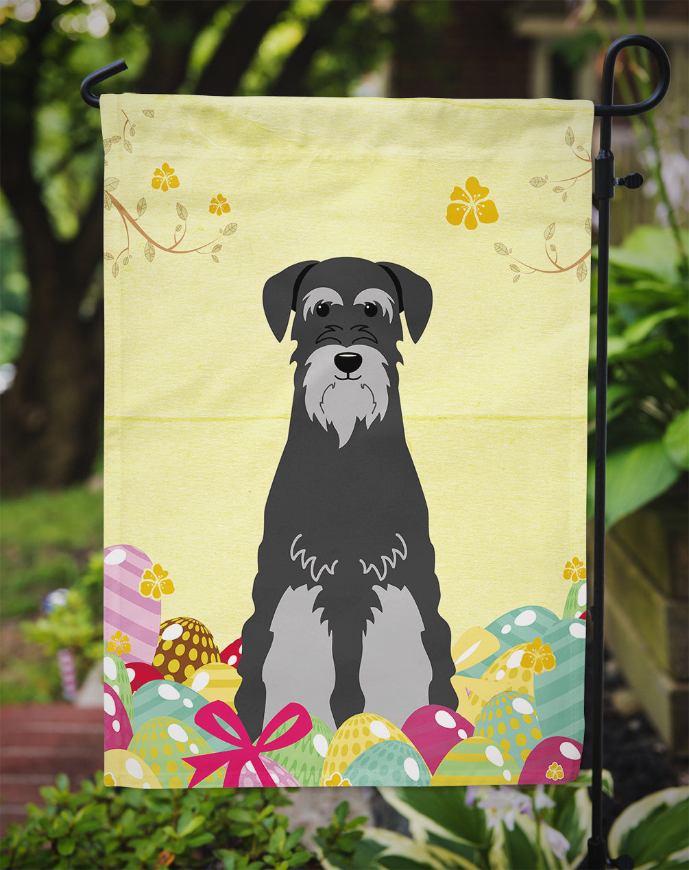 Easter Eggs Standard Schnauzer Black Grey Garden Flag Mailbox Decorative Yard Banner Outside Patio Artwork for Flower Beds, Garden Size, Multicolor