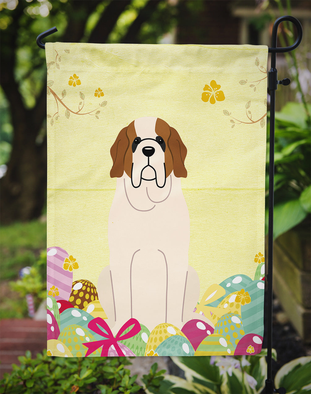 Easter Eggs Saint Bernard Garden Flag Mailbox Decorative Yard Banner Outside Patio Artwork for Flower Beds, Garden Size, Multicolor