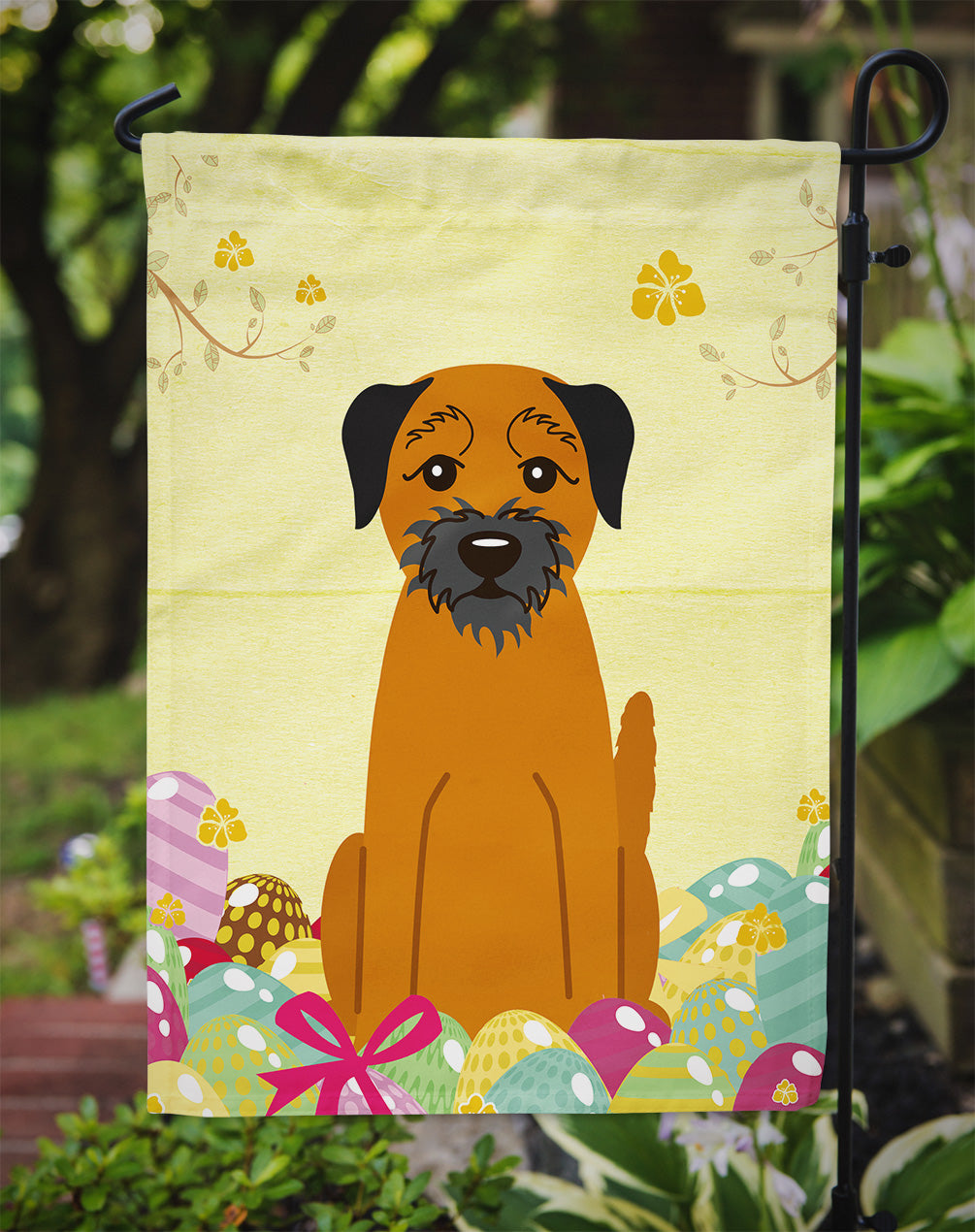 Easter Eggs Border Terrier Garden Flag Mailbox Decorative Yard Banner Outside Patio Artwork for Flower Beds, Garden Size, Multicolor