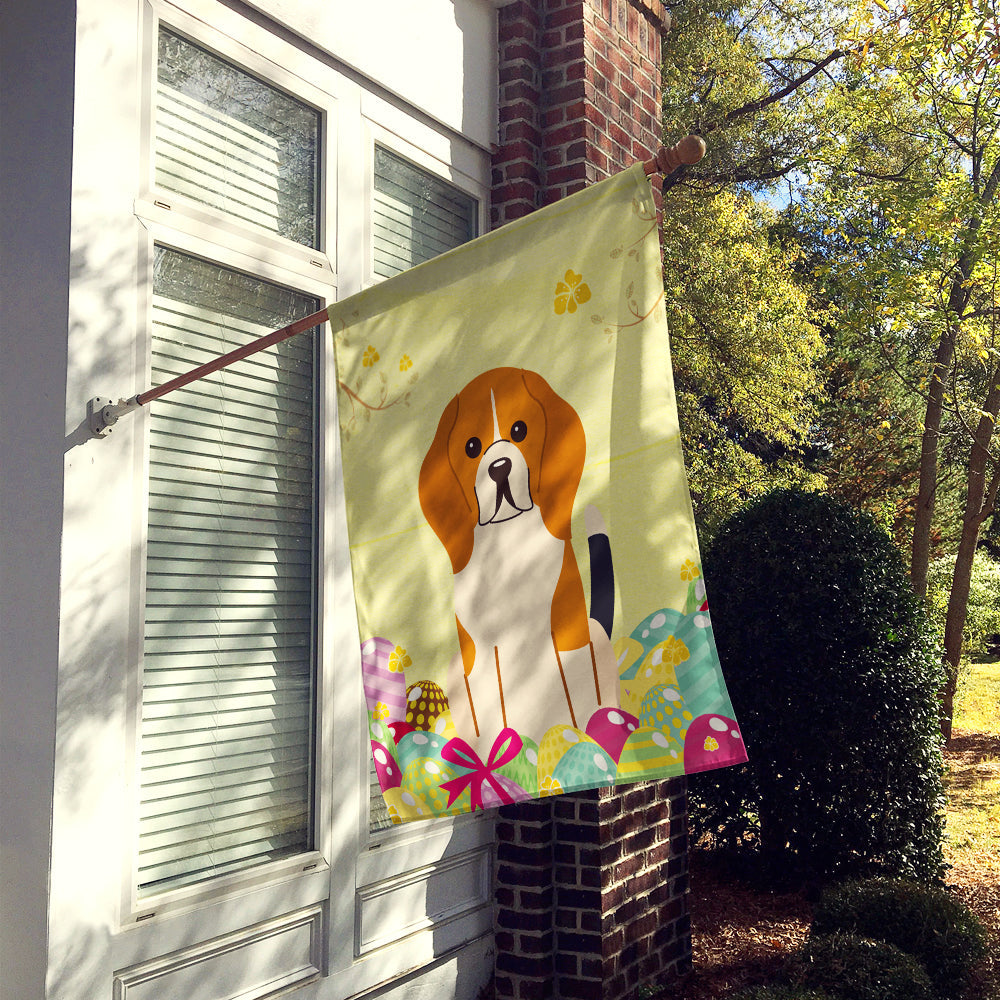Easter Eggs Beagle Tricolor House Flag 28x40 Porch Sleeve Pole Decorative Outside Yard Banner Artwork Wall Hanging, Polyester