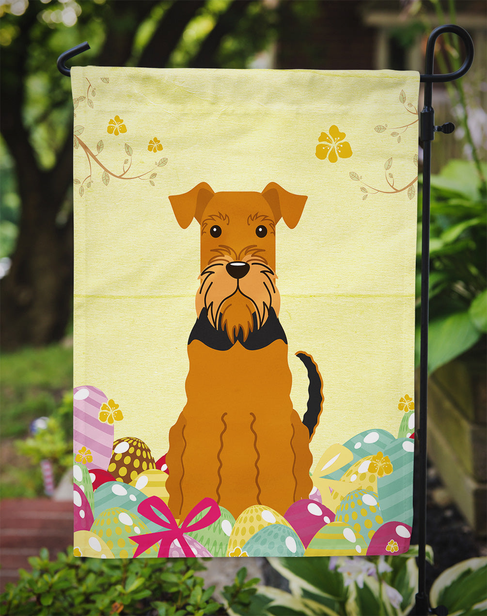 Easter Eggs Airedale Garden Flag Mailbox Decorative Yard Banner Outside Patio Artwork for Flower Beds, Garden Size, Multicolor