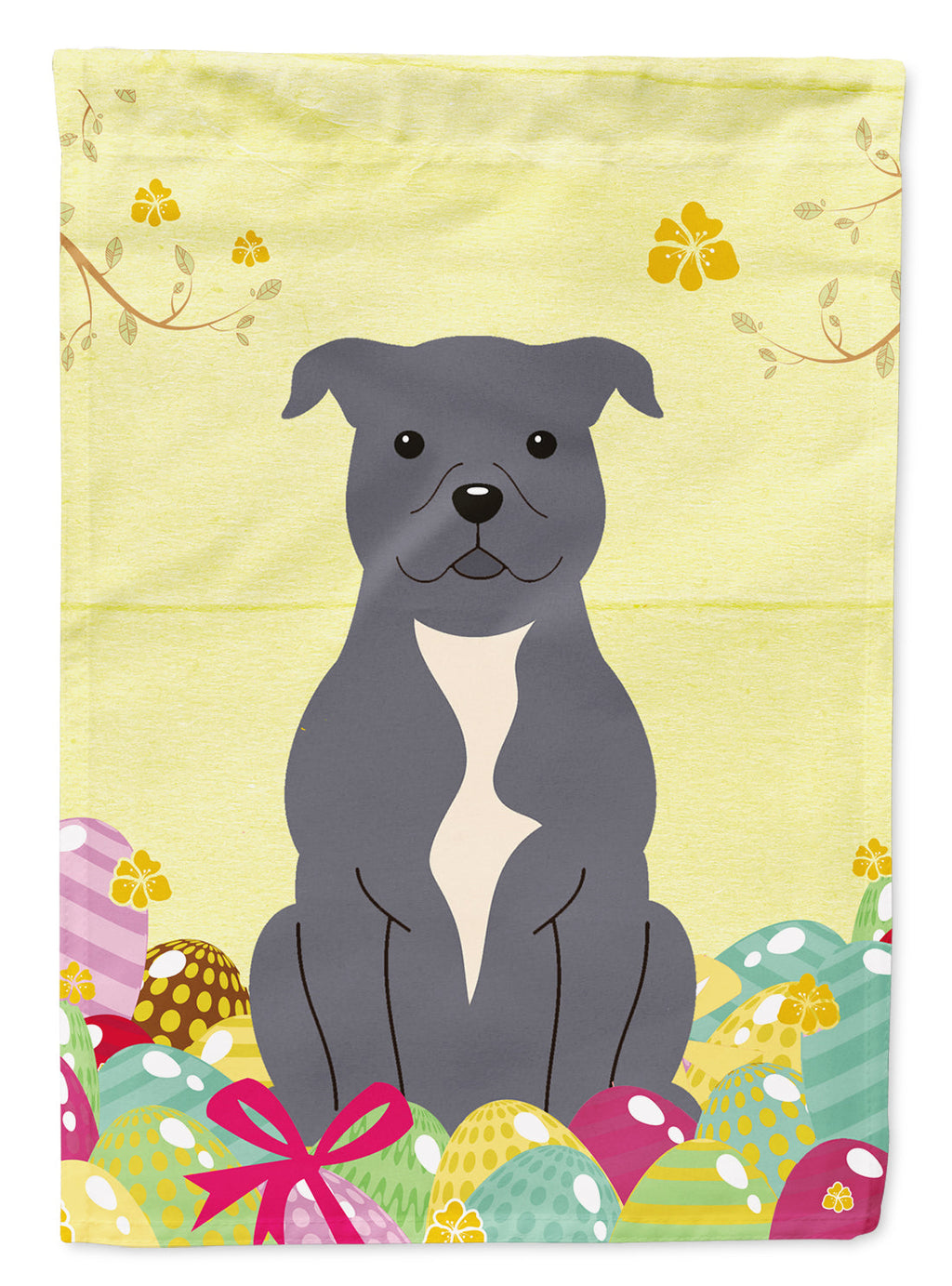 Easter Eggs Staffordshire Bull Terrier Blue Garden Flag Mailbox Decorative Yard Banner Outside Patio Artwork for Flower Beds, Garden Size, Multicolor