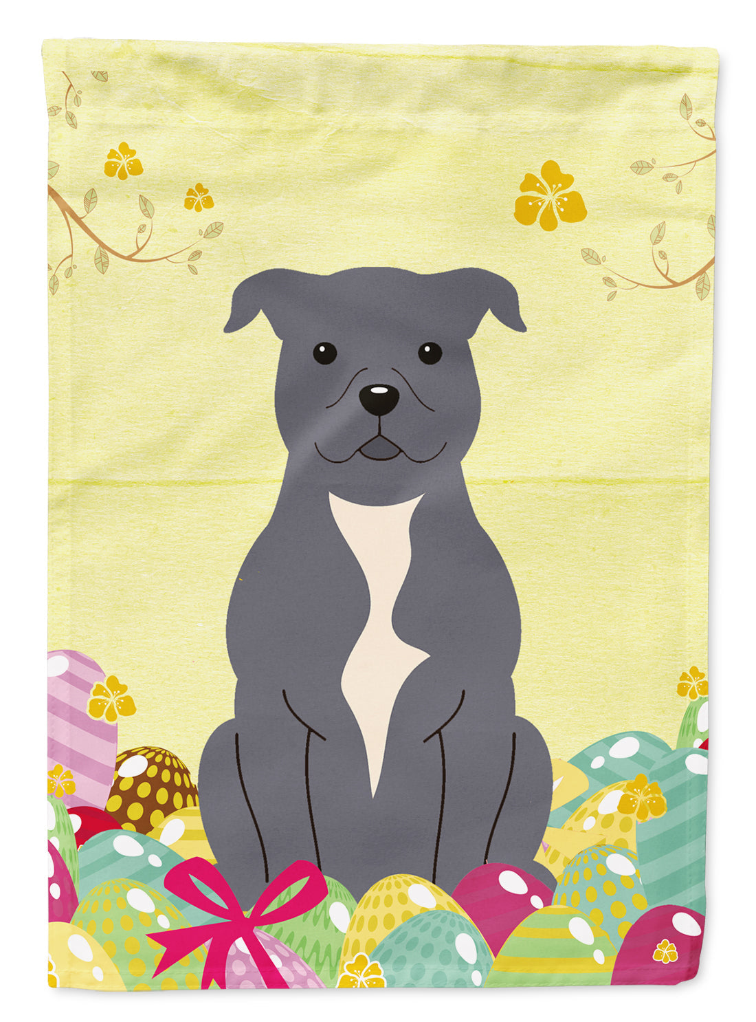 Easter Eggs Staffordshire Bull Terrier Blue Garden Flag Mailbox Decorative Yard Banner Outside Patio Artwork for Flower Beds, Garden Size, Multicolor