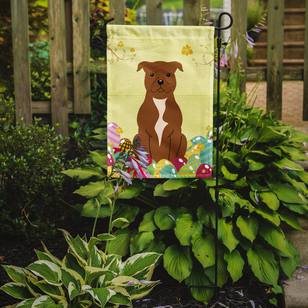 Easter Eggs Staffordshire Bull Terrier Brown Garden Flag Mailbox Decorative Yard Banner Outside Patio Artwork for Flower Beds, Garden Size, Multicolor