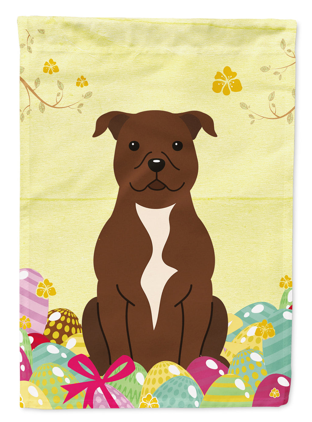 Easter Eggs Staffordshire Bull Terrier Chocolate Garden Flag Mailbox Decorative Yard Banner Outside Patio Artwork for Flower Beds, Garden Size, Multicolor