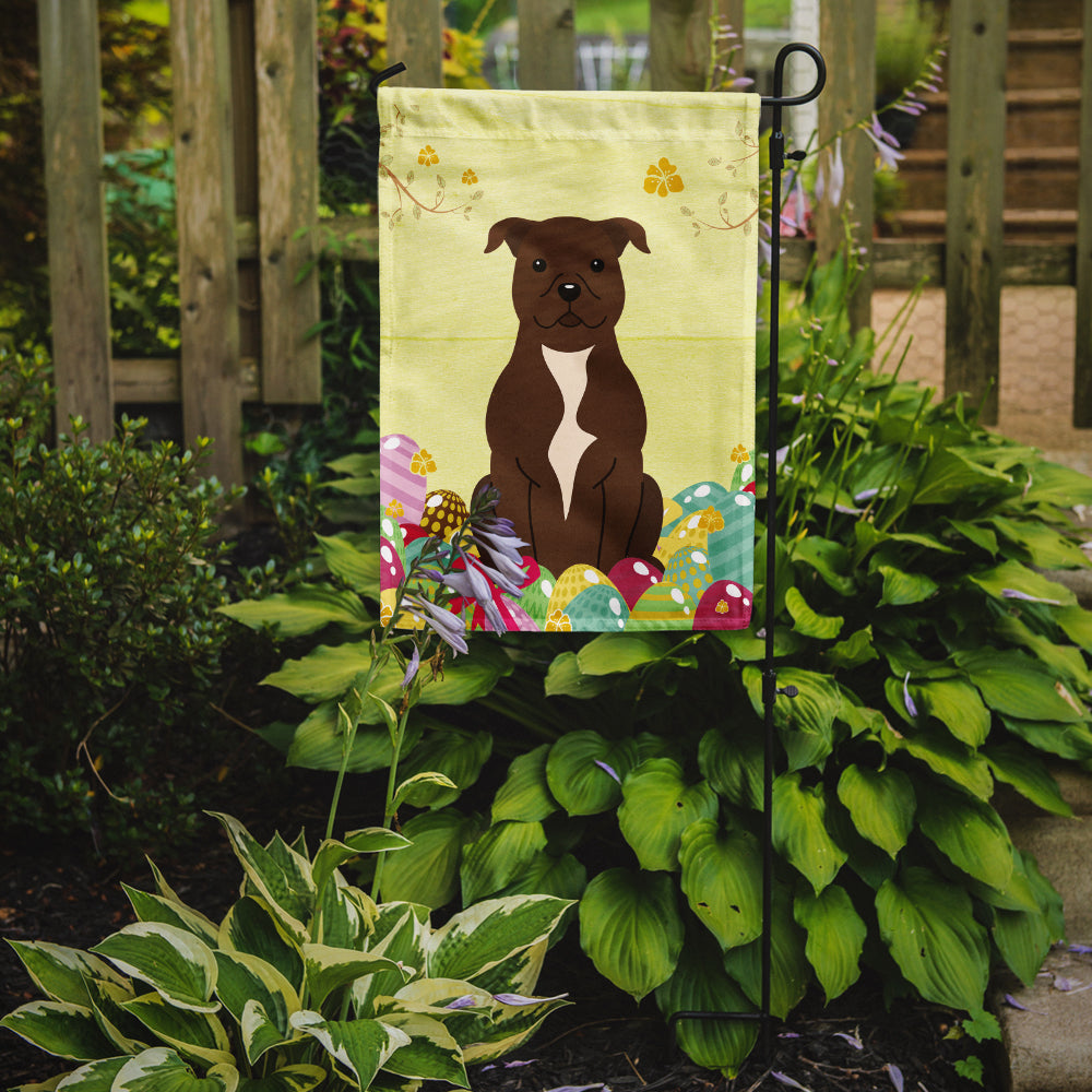 Easter Eggs Staffordshire Bull Terrier Chocolate Garden Flag Mailbox Decorative Yard Banner Outside Patio Artwork for Flower Beds, Garden Size, Multicolor