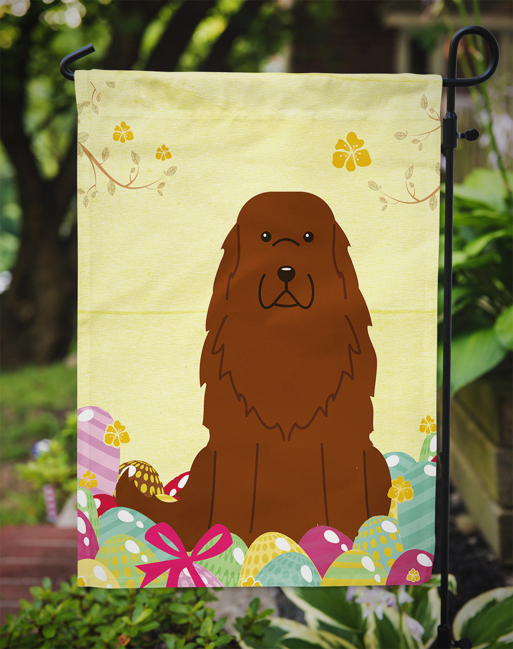 Easter Eggs Caucasian Shepherd Dog Garden Flag Mailbox Decorative Yard Banner Outside Patio Artwork for Flower Beds, Garden Size, Multicolor